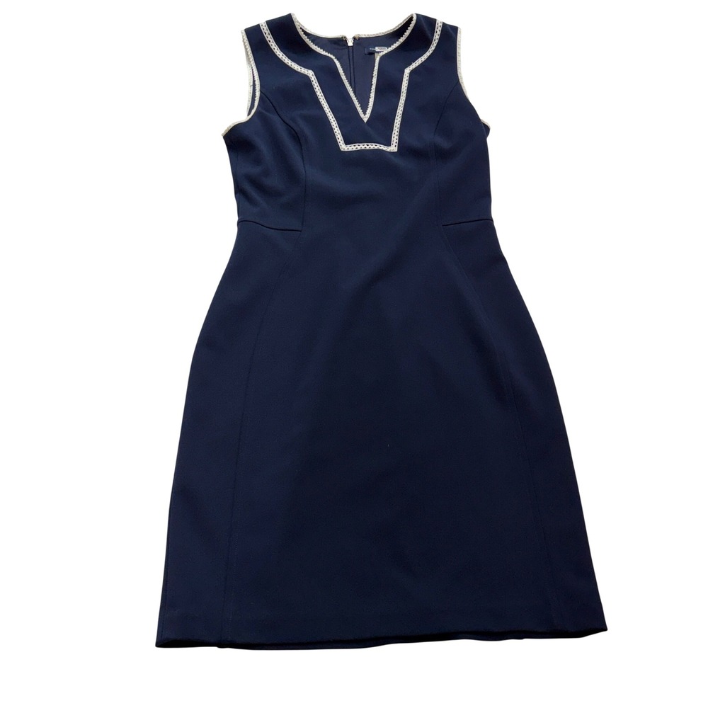 Tommy Hilfiger Lace Trim Sleeveless A Line Dress Women Size 4 Navy Blue